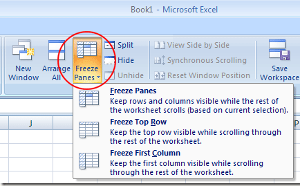 Microsoft Excel Freeze Panes